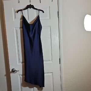 Petal & Pup Navy Satin Slip Midi Dress